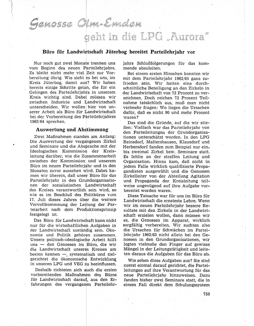 Neuer Weg (NW), Organ des Zentralkomitees (ZK) der SED (Sozialistische Einheitspartei Deutschlands) für Fragen des Parteilebens, 18. Jahrgang [Deutsche Demokratische Republik (DDR)] 1963, Seite 753 (NW ZK SED DDR 1963, S. 753)