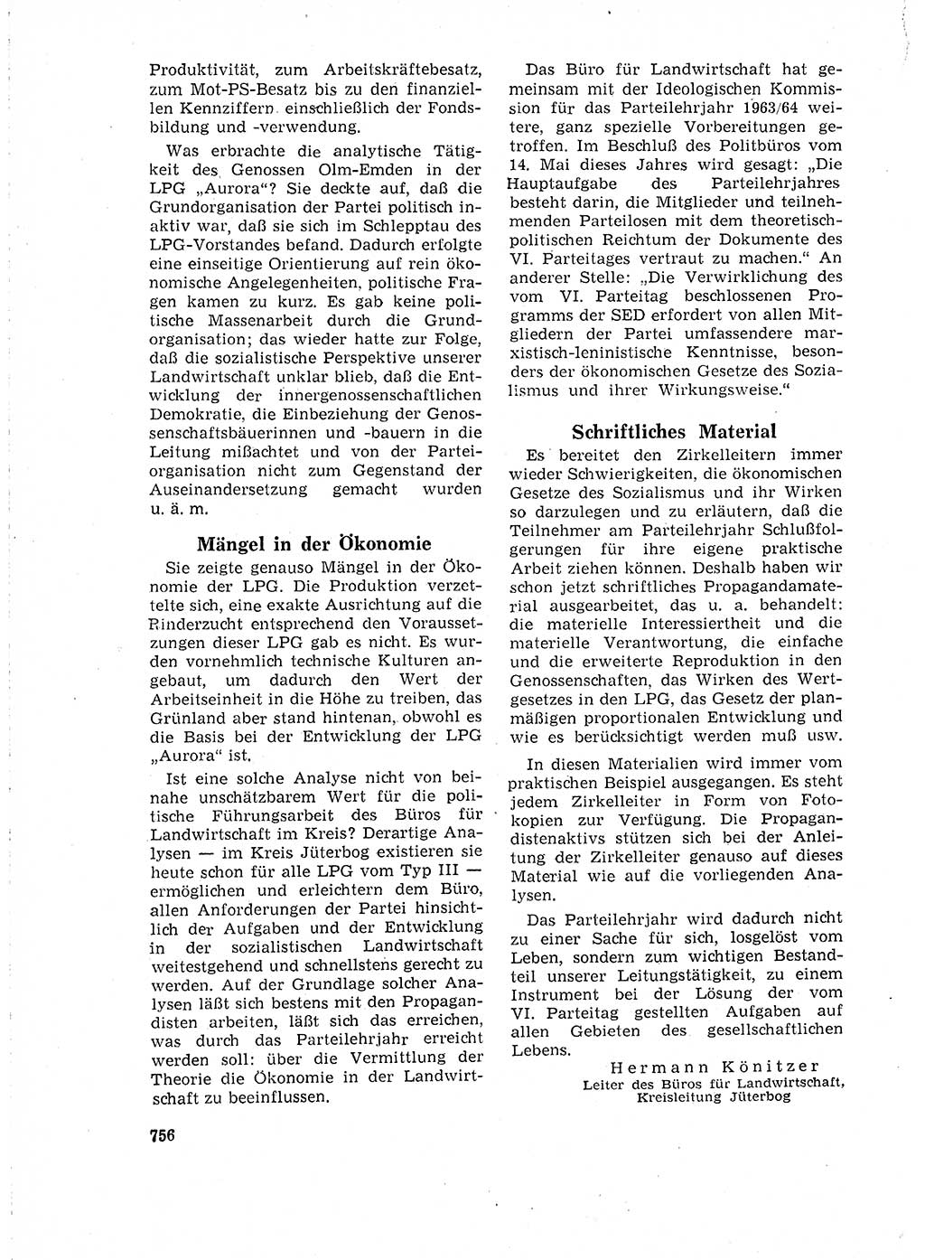 Neuer Weg (NW), Organ des Zentralkomitees (ZK) der SED (Sozialistische Einheitspartei Deutschlands) für Fragen des Parteilebens, 18. Jahrgang [Deutsche Demokratische Republik (DDR)] 1963, Seite 756 (NW ZK SED DDR 1963, S. 756)