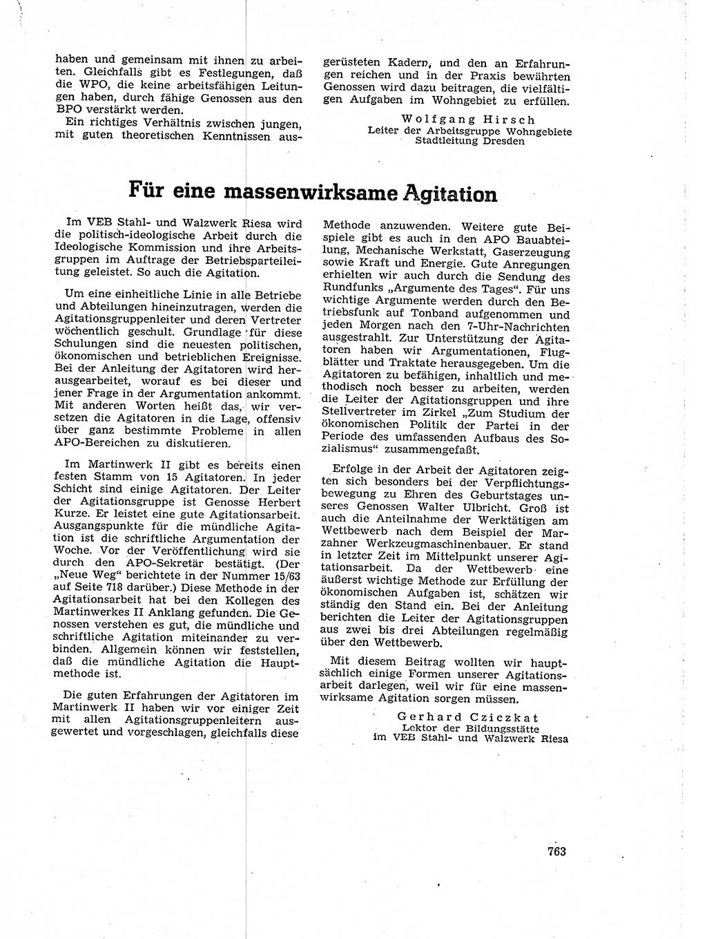 Neuer Weg (NW), Organ des Zentralkomitees (ZK) der SED (Sozialistische Einheitspartei Deutschlands) für Fragen des Parteilebens, 18. Jahrgang [Deutsche Demokratische Republik (DDR)] 1963, Seite 763 (NW ZK SED DDR 1963, S. 763)