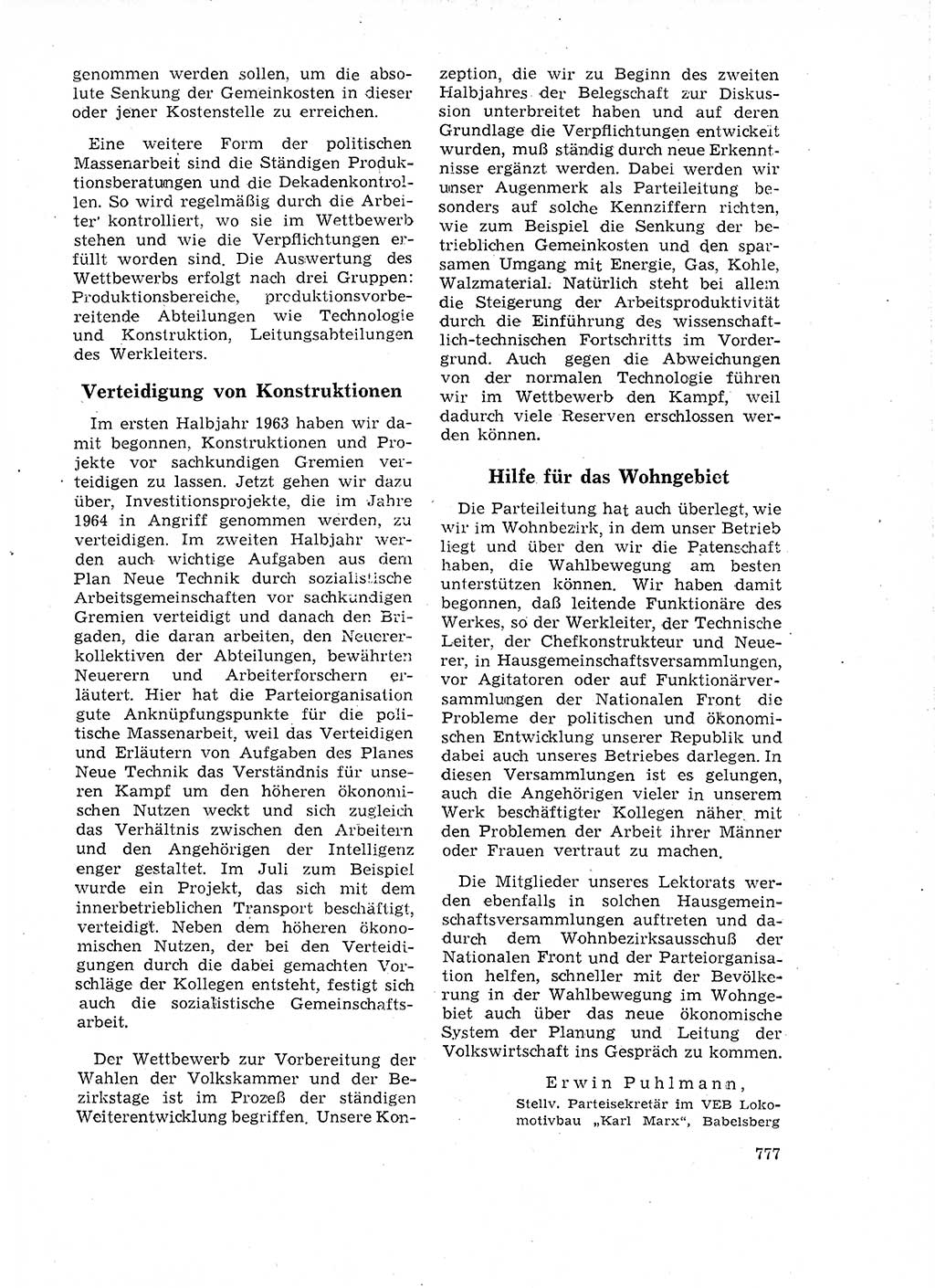 Neuer Weg (NW), Organ des Zentralkomitees (ZK) der SED (Sozialistische Einheitspartei Deutschlands) für Fragen des Parteilebens, 18. Jahrgang [Deutsche Demokratische Republik (DDR)] 1963, Seite 777 (NW ZK SED DDR 1963, S. 777)