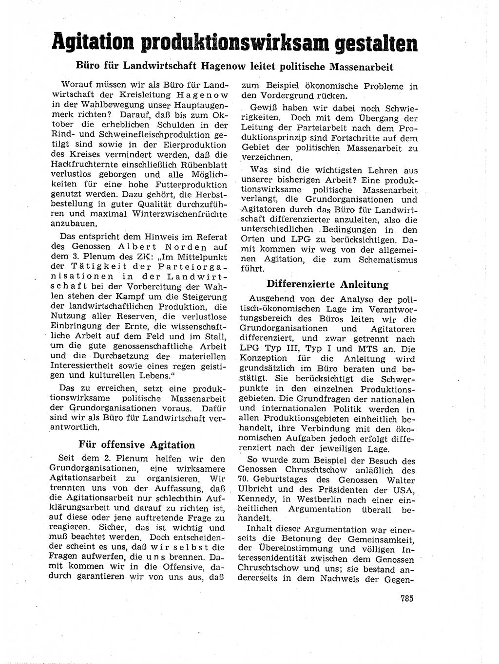 Neuer Weg (NW), Organ des Zentralkomitees (ZK) der SED (Sozialistische Einheitspartei Deutschlands) für Fragen des Parteilebens, 18. Jahrgang [Deutsche Demokratische Republik (DDR)] 1963, Seite 785 (NW ZK SED DDR 1963, S. 785)