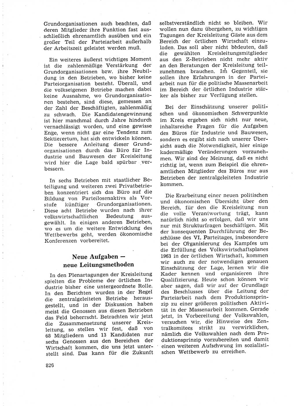 Neuer Weg (NW), Organ des Zentralkomitees (ZK) der SED (Sozialistische Einheitspartei Deutschlands) für Fragen des Parteilebens, 18. Jahrgang [Deutsche Demokratische Republik (DDR)] 1963, Seite 826 (NW ZK SED DDR 1963, S. 826)