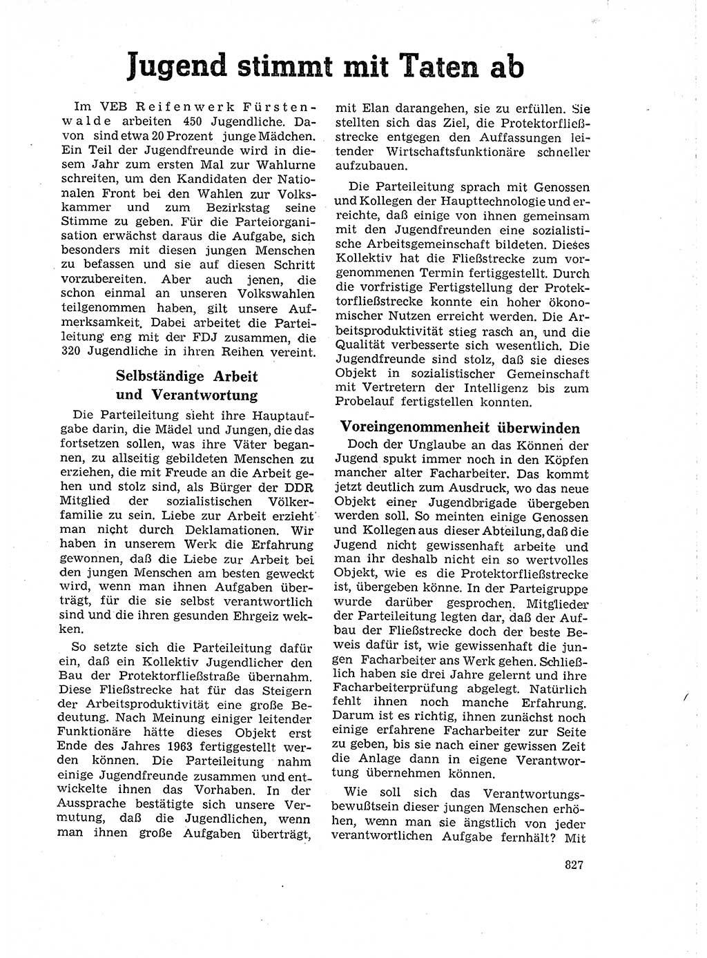 Neuer Weg (NW), Organ des Zentralkomitees (ZK) der SED (Sozialistische Einheitspartei Deutschlands) für Fragen des Parteilebens, 18. Jahrgang [Deutsche Demokratische Republik (DDR)] 1963, Seite 827 (NW ZK SED DDR 1963, S. 827)