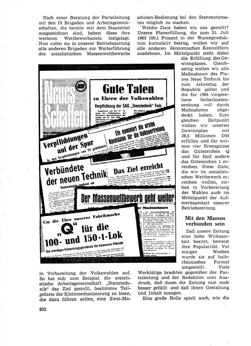 Neuer Weg (NW), Organ des Zentralkomitees (ZK) der SED (Sozialistische Einheitspartei Deutschlands) für Fragen des Parteilebens, 18. Jahrgang [Deutsche Demokratische Republik (DDR)] 1963, Seite 832 (NW ZK SED DDR 1963, S. 832)