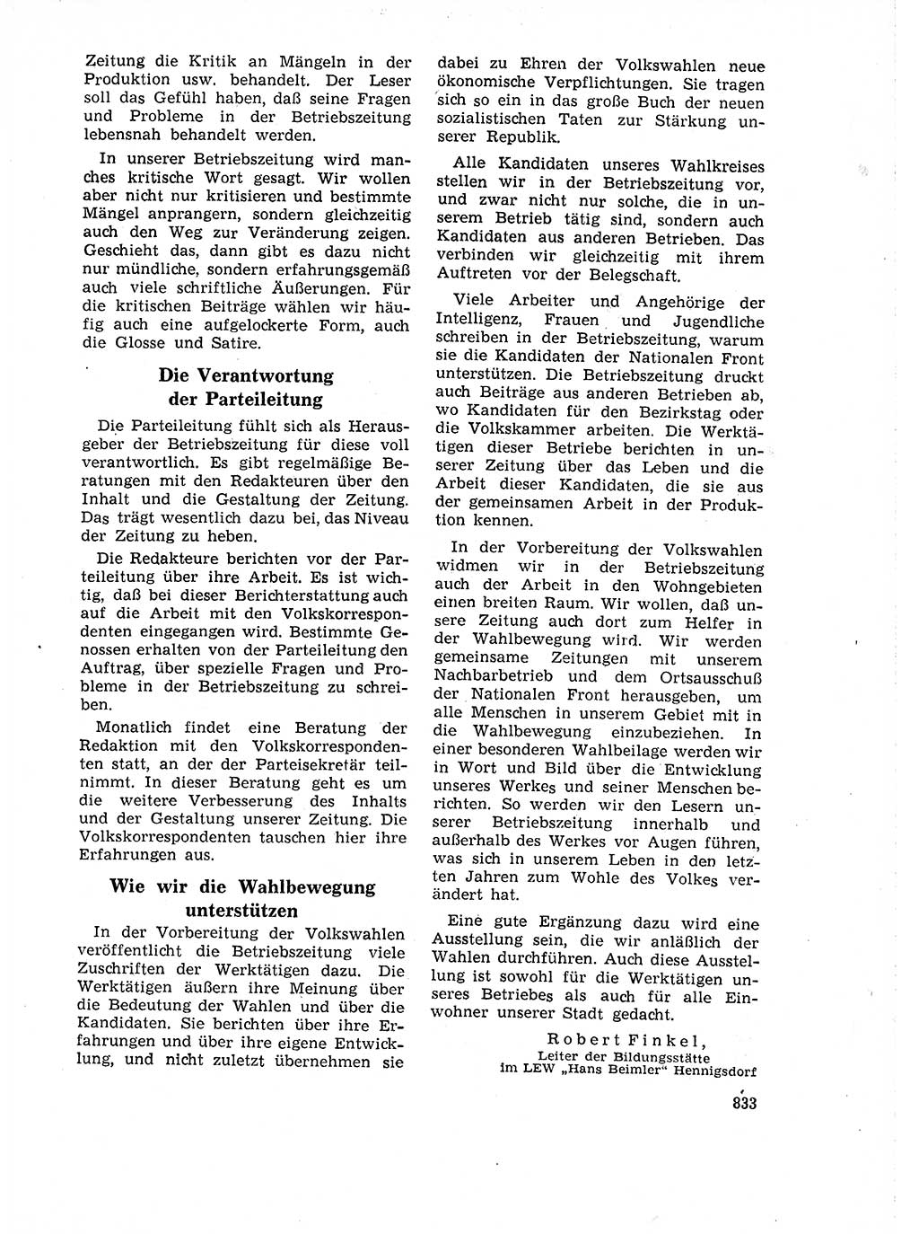 Neuer Weg (NW), Organ des Zentralkomitees (ZK) der SED (Sozialistische Einheitspartei Deutschlands) für Fragen des Parteilebens, 18. Jahrgang [Deutsche Demokratische Republik (DDR)] 1963, Seite 833 (NW ZK SED DDR 1963, S. 833)