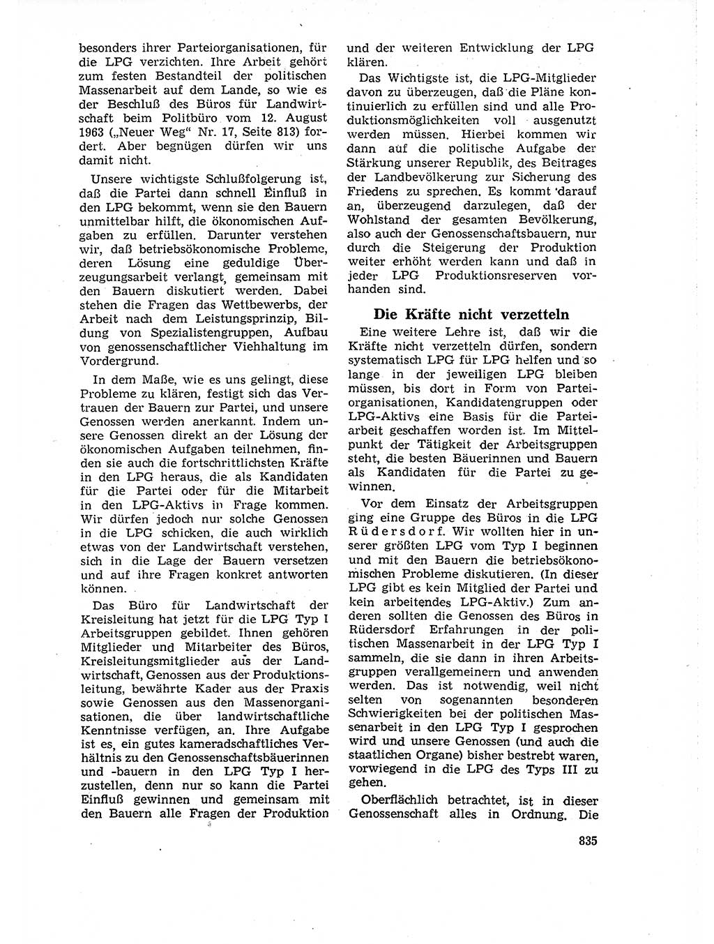 Neuer Weg (NW), Organ des Zentralkomitees (ZK) der SED (Sozialistische Einheitspartei Deutschlands) fÃ¼r Fragen des Parteilebens, 18. Jahrgang [Deutsche Demokratische Republik (DDR)] 1963, Seite 835 (NW ZK SED DDR 1963, S. 835)