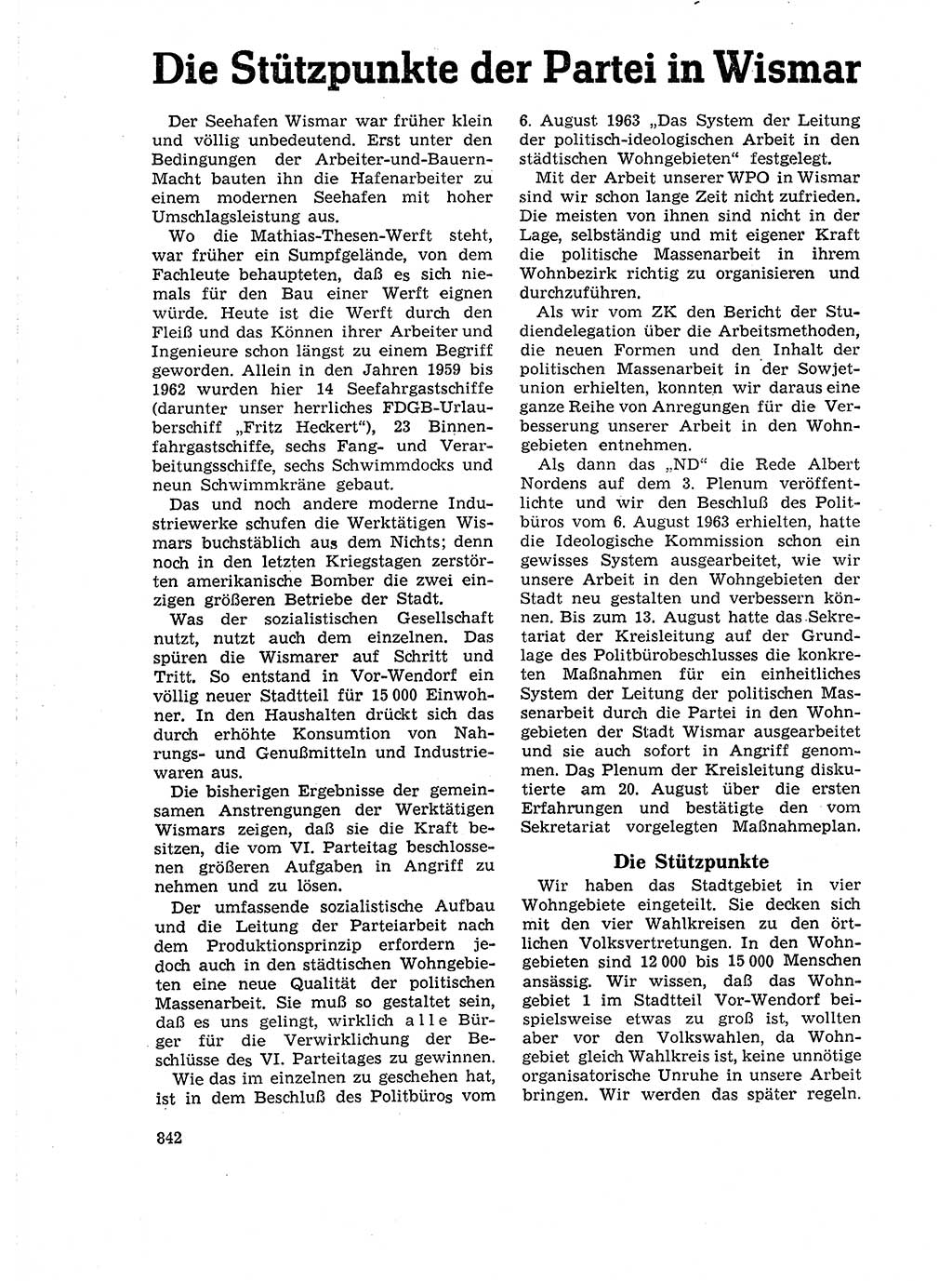 Neuer Weg (NW), Organ des Zentralkomitees (ZK) der SED (Sozialistische Einheitspartei Deutschlands) für Fragen des Parteilebens, 18. Jahrgang [Deutsche Demokratische Republik (DDR)] 1963, Seite 842 (NW ZK SED DDR 1963, S. 842)