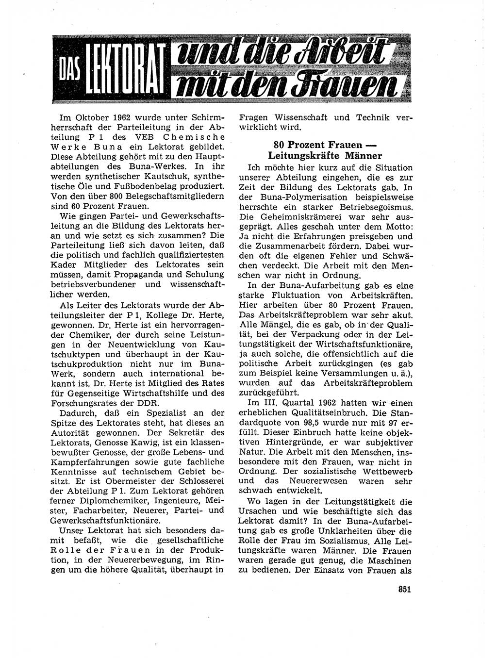 Neuer Weg (NW), Organ des Zentralkomitees (ZK) der SED (Sozialistische Einheitspartei Deutschlands) für Fragen des Parteilebens, 18. Jahrgang [Deutsche Demokratische Republik (DDR)] 1963, Seite 851 (NW ZK SED DDR 1963, S. 851)