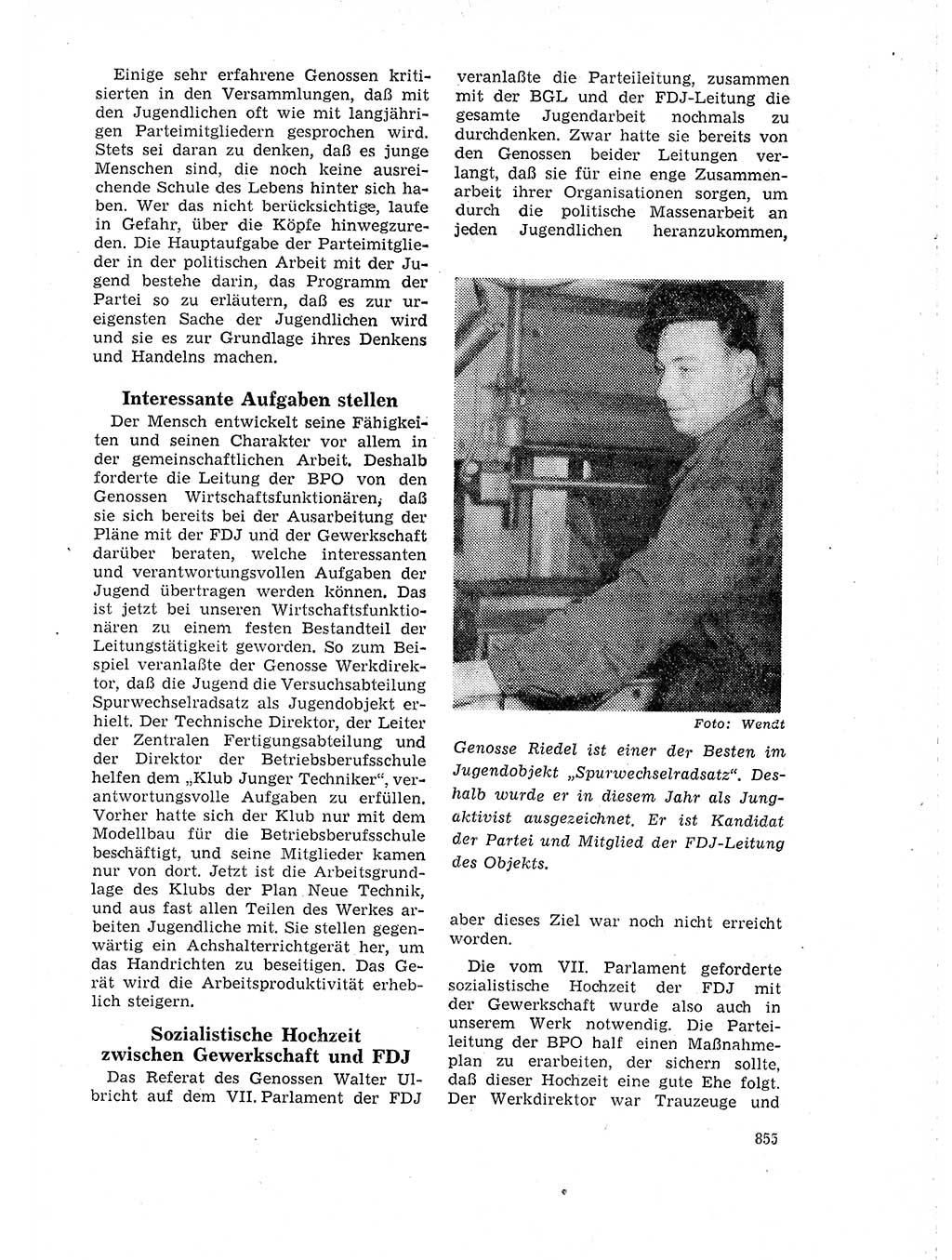 Neuer Weg (NW), Organ des Zentralkomitees (ZK) der SED (Sozialistische Einheitspartei Deutschlands) für Fragen des Parteilebens, 18. Jahrgang [Deutsche Demokratische Republik (DDR)] 1963, Seite 855 (NW ZK SED DDR 1963, S. 855)