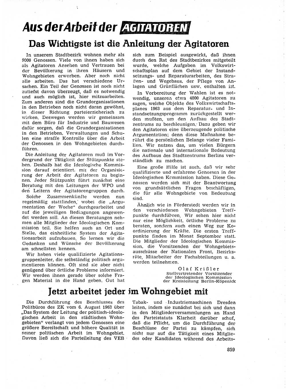 Neuer Weg (NW), Organ des Zentralkomitees (ZK) der SED (Sozialistische Einheitspartei Deutschlands) für Fragen des Parteilebens, 18. Jahrgang [Deutsche Demokratische Republik (DDR)] 1963, Seite 859 (NW ZK SED DDR 1963, S. 859)
