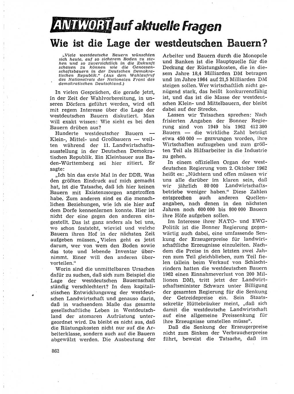 Neuer Weg (NW), Organ des Zentralkomitees (ZK) der SED (Sozialistische Einheitspartei Deutschlands) für Fragen des Parteilebens, 18. Jahrgang [Deutsche Demokratische Republik (DDR)] 1963, Seite 862 (NW ZK SED DDR 1963, S. 862)