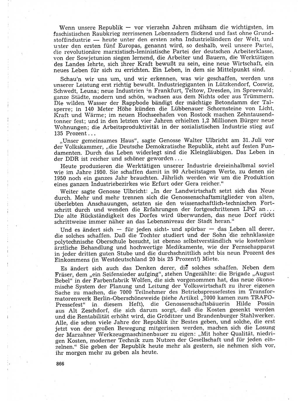 Neuer Weg (NW), Organ des Zentralkomitees (ZK) der SED (Sozialistische Einheitspartei Deutschlands) für Fragen des Parteilebens, 18. Jahrgang [Deutsche Demokratische Republik (DDR)] 1963, Seite 866 (NW ZK SED DDR 1963, S. 866)