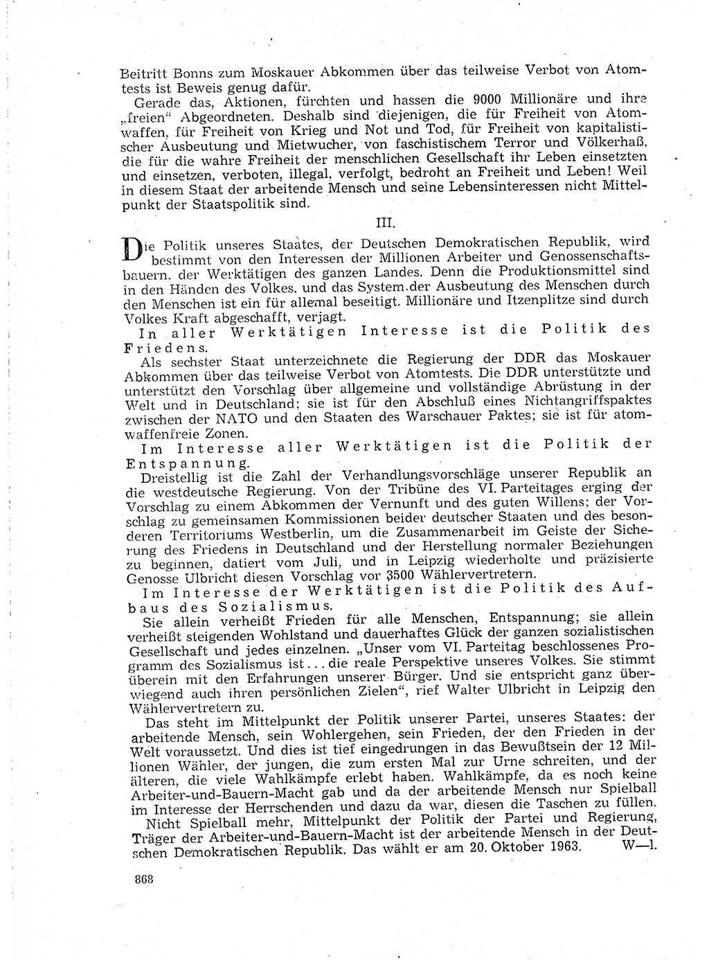 Neuer Weg (NW), Organ des Zentralkomitees (ZK) der SED (Sozialistische Einheitspartei Deutschlands) für Fragen des Parteilebens, 18. Jahrgang [Deutsche Demokratische Republik (DDR)] 1963, Seite 868 (NW ZK SED DDR 1963, S. 868)