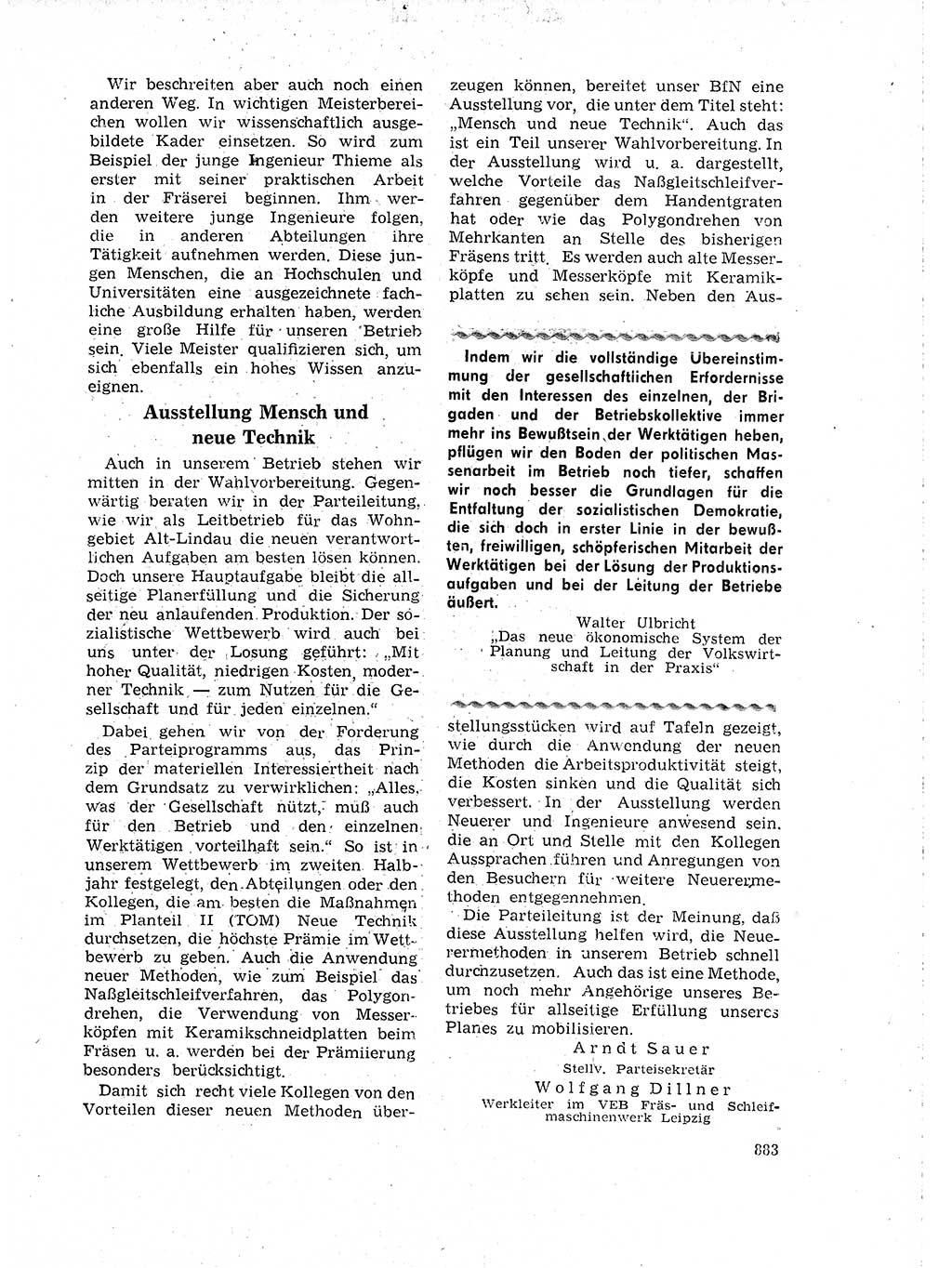 Neuer Weg (NW), Organ des Zentralkomitees (ZK) der SED (Sozialistische Einheitspartei Deutschlands) für Fragen des Parteilebens, 18. Jahrgang [Deutsche Demokratische Republik (DDR)] 1963, Seite 883 (NW ZK SED DDR 1963, S. 883)