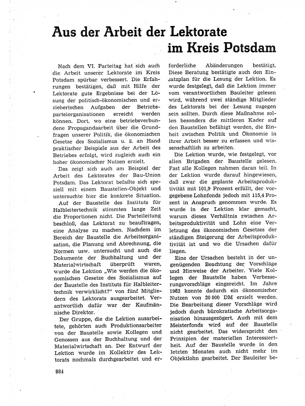 Neuer Weg (NW), Organ des Zentralkomitees (ZK) der SED (Sozialistische Einheitspartei Deutschlands) für Fragen des Parteilebens, 18. Jahrgang [Deutsche Demokratische Republik (DDR)] 1963, Seite 884 (NW ZK SED DDR 1963, S. 884)