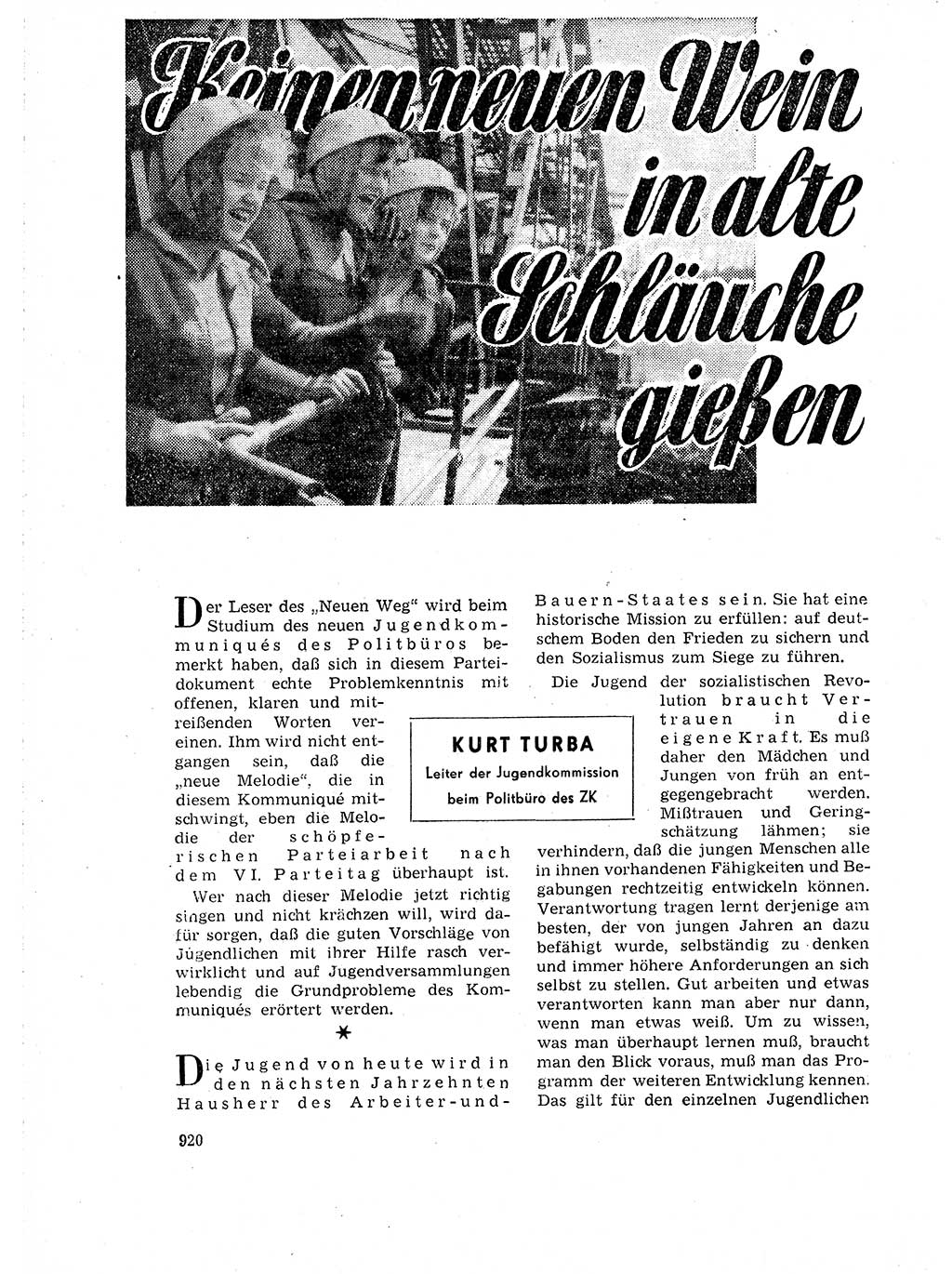 Neuer Weg (NW), Organ des Zentralkomitees (ZK) der SED (Sozialistische Einheitspartei Deutschlands) für Fragen des Parteilebens, 18. Jahrgang [Deutsche Demokratische Republik (DDR)] 1963, Seite 920 (NW ZK SED DDR 1963, S. 920)