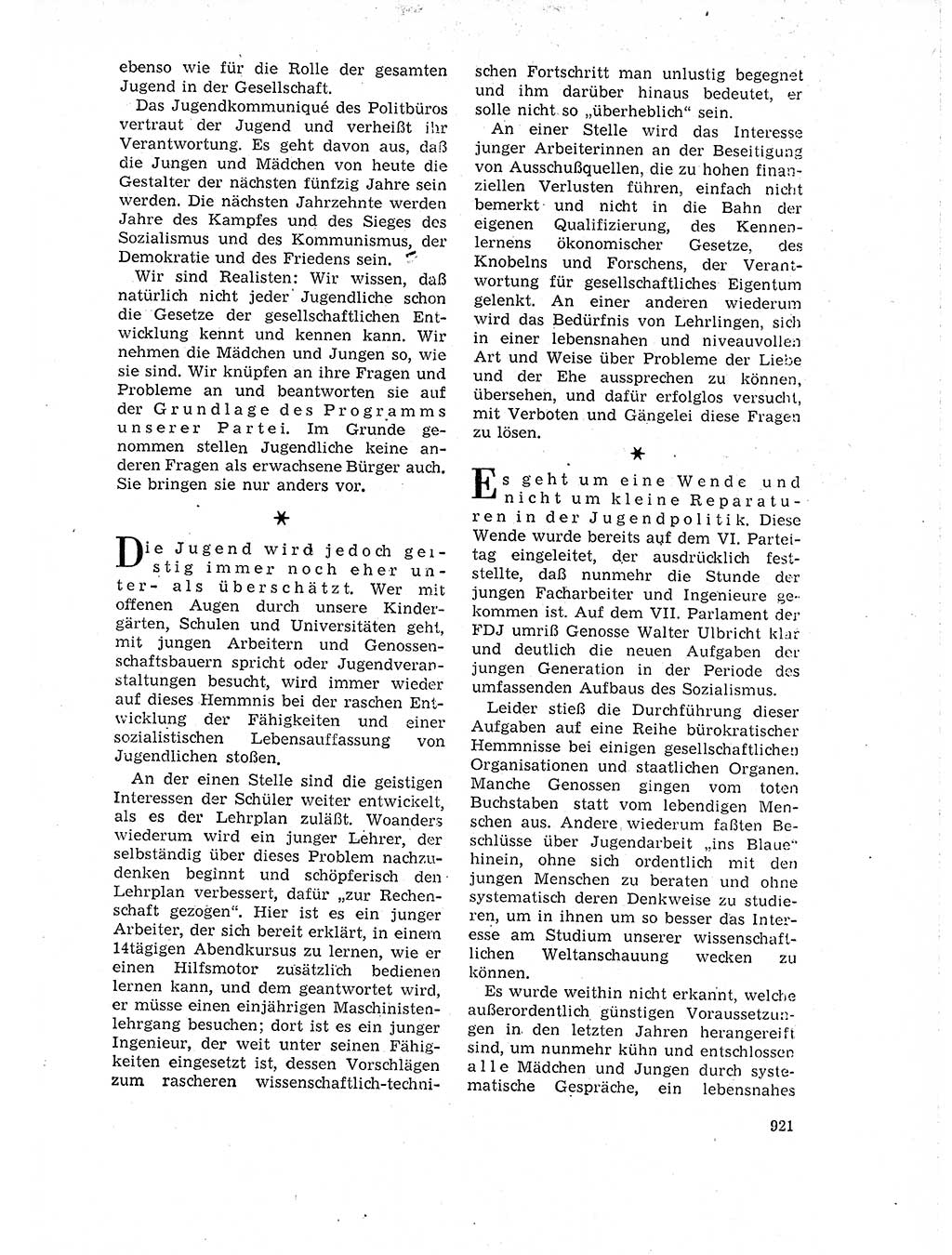 Neuer Weg (NW), Organ des Zentralkomitees (ZK) der SED (Sozialistische Einheitspartei Deutschlands) für Fragen des Parteilebens, 18. Jahrgang [Deutsche Demokratische Republik (DDR)] 1963, Seite 921 (NW ZK SED DDR 1963, S. 921)