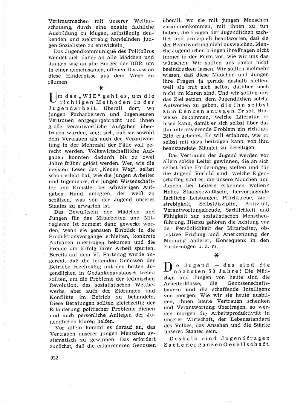 Neuer Weg (NW), Organ des Zentralkomitees (ZK) der SED (Sozialistische Einheitspartei Deutschlands) für Fragen des Parteilebens, 18. Jahrgang [Deutsche Demokratische Republik (DDR)] 1963, Seite 922 (NW ZK SED DDR 1963, S. 922)