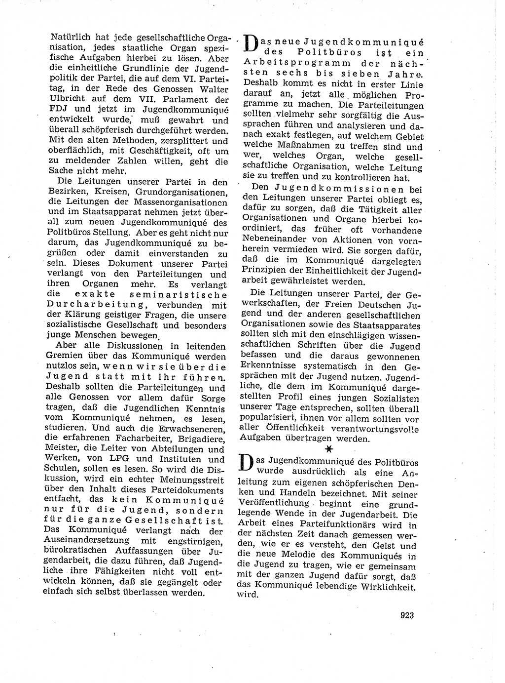 Neuer Weg (NW), Organ des Zentralkomitees (ZK) der SED (Sozialistische Einheitspartei Deutschlands) für Fragen des Parteilebens, 18. Jahrgang [Deutsche Demokratische Republik (DDR)] 1963, Seite 923 (NW ZK SED DDR 1963, S. 923)