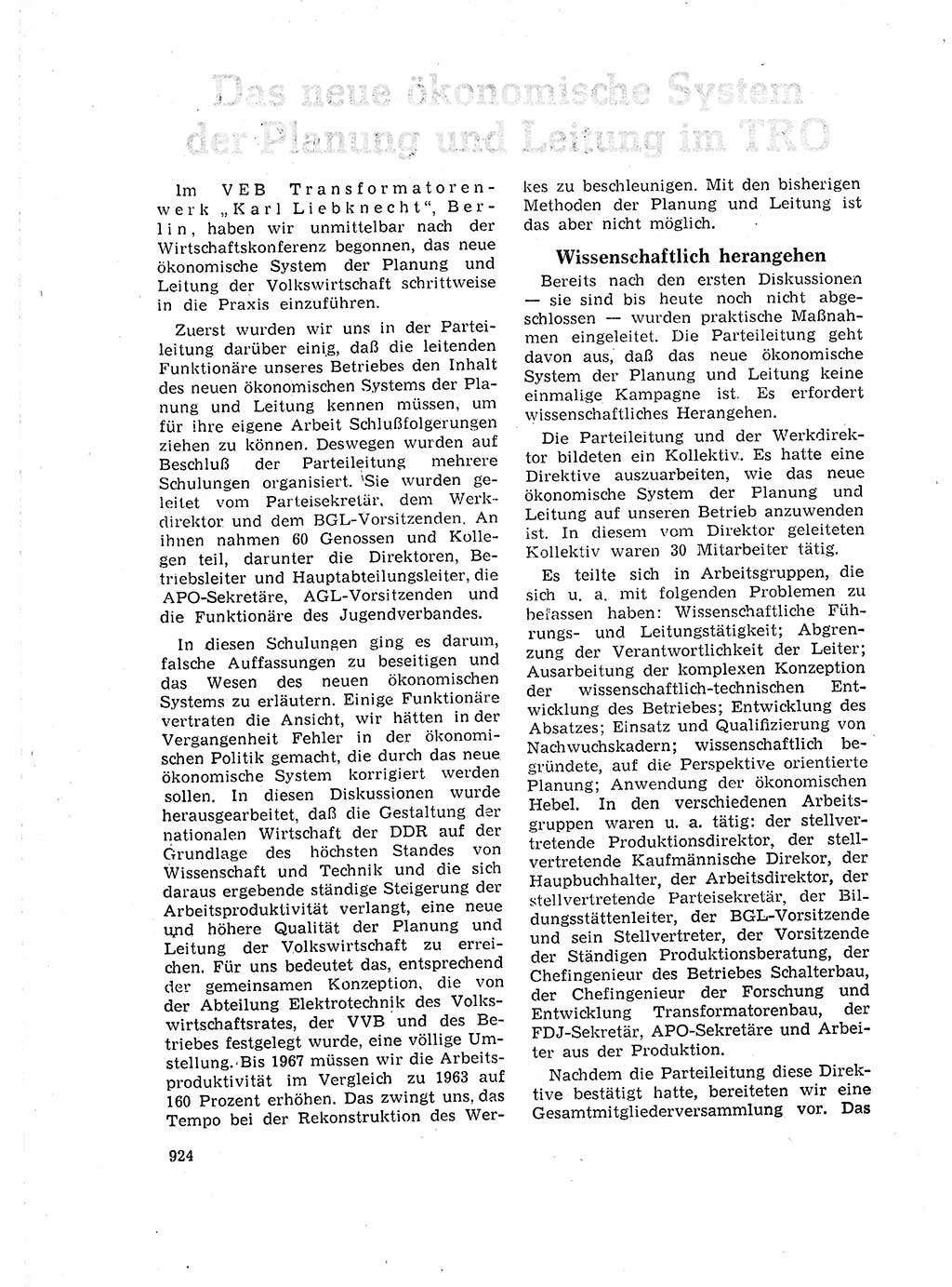 Neuer Weg (NW), Organ des Zentralkomitees (ZK) der SED (Sozialistische Einheitspartei Deutschlands) für Fragen des Parteilebens, 18. Jahrgang [Deutsche Demokratische Republik (DDR)] 1963, Seite 924 (NW ZK SED DDR 1963, S. 924)