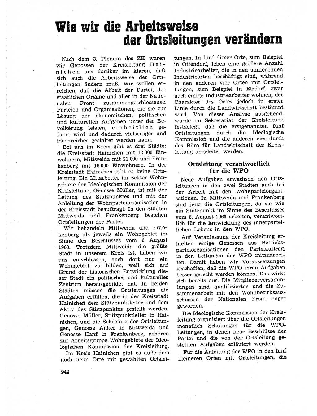 Neuer Weg (NW), Organ des Zentralkomitees (ZK) der SED (Sozialistische Einheitspartei Deutschlands) für Fragen des Parteilebens, 18. Jahrgang [Deutsche Demokratische Republik (DDR)] 1963, Seite 944 (NW ZK SED DDR 1963, S. 944)