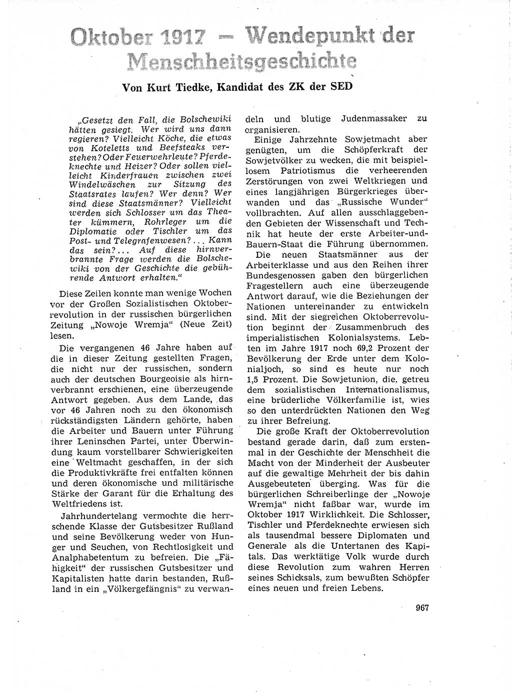 Neuer Weg (NW), Organ des Zentralkomitees (ZK) der SED (Sozialistische Einheitspartei Deutschlands) für Fragen des Parteilebens, 18. Jahrgang [Deutsche Demokratische Republik (DDR)] 1963, Seite 967 (NW ZK SED DDR 1963, S. 967)