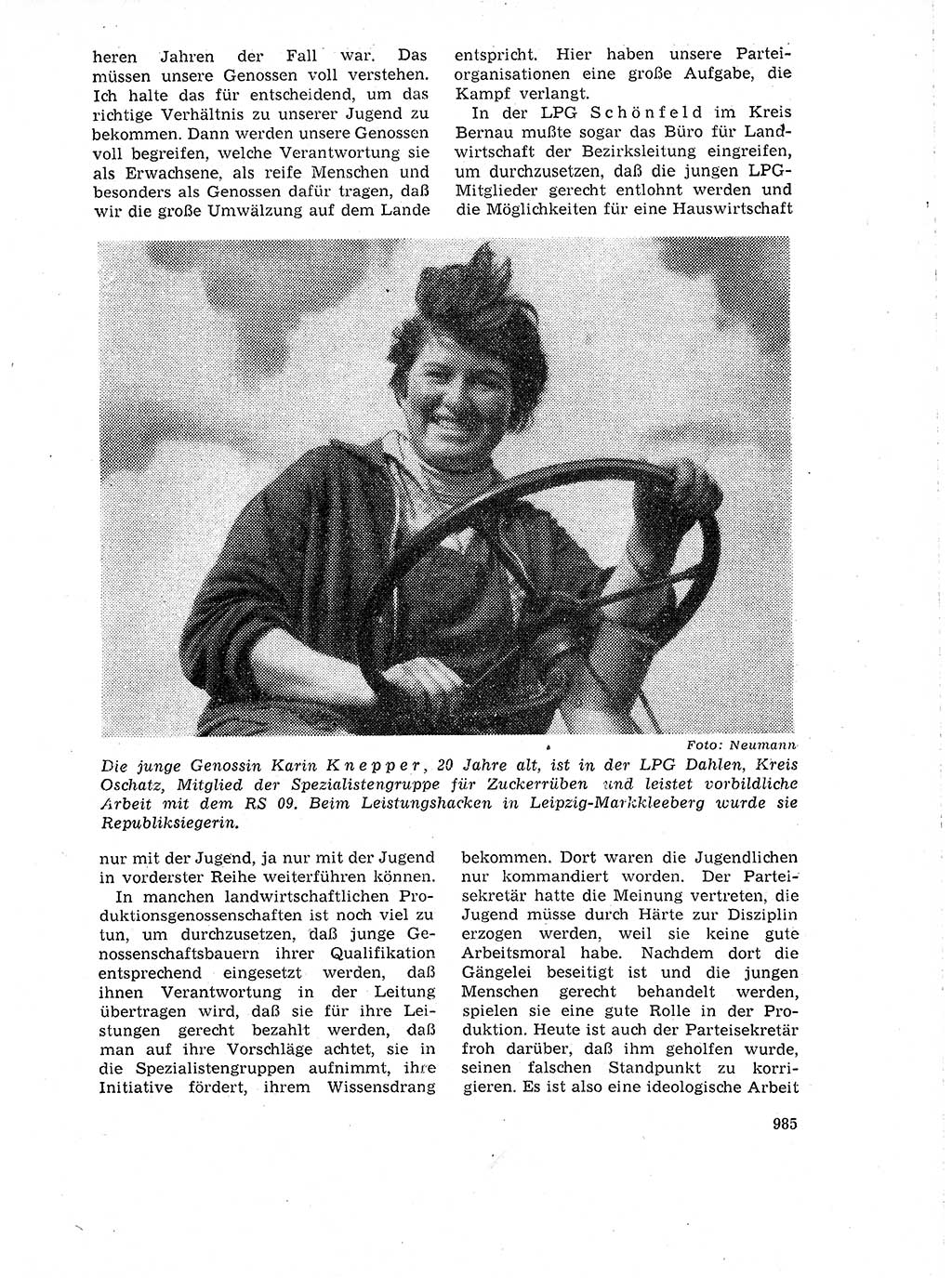 Neuer Weg (NW), Organ des Zentralkomitees (ZK) der SED (Sozialistische Einheitspartei Deutschlands) für Fragen des Parteilebens, 18. Jahrgang [Deutsche Demokratische Republik (DDR)] 1963, Seite 985 (NW ZK SED DDR 1963, S. 985)
