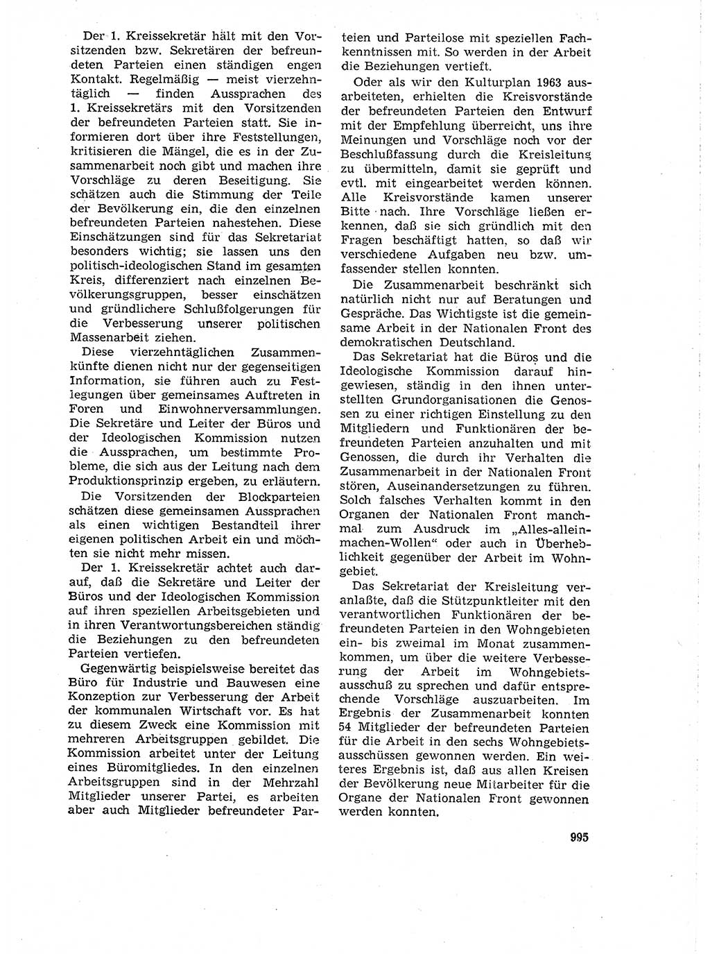 Neuer Weg (NW), Organ des Zentralkomitees (ZK) der SED (Sozialistische Einheitspartei Deutschlands) für Fragen des Parteilebens, 18. Jahrgang [Deutsche Demokratische Republik (DDR)] 1963, Seite 995 (NW ZK SED DDR 1963, S. 995)