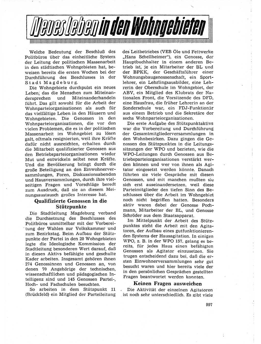 Neuer Weg (NW), Organ des Zentralkomitees (ZK) der SED (Sozialistische Einheitspartei Deutschlands) für Fragen des Parteilebens, 18. Jahrgang [Deutsche Demokratische Republik (DDR)] 1963, Seite 997 (NW ZK SED DDR 1963, S. 997)