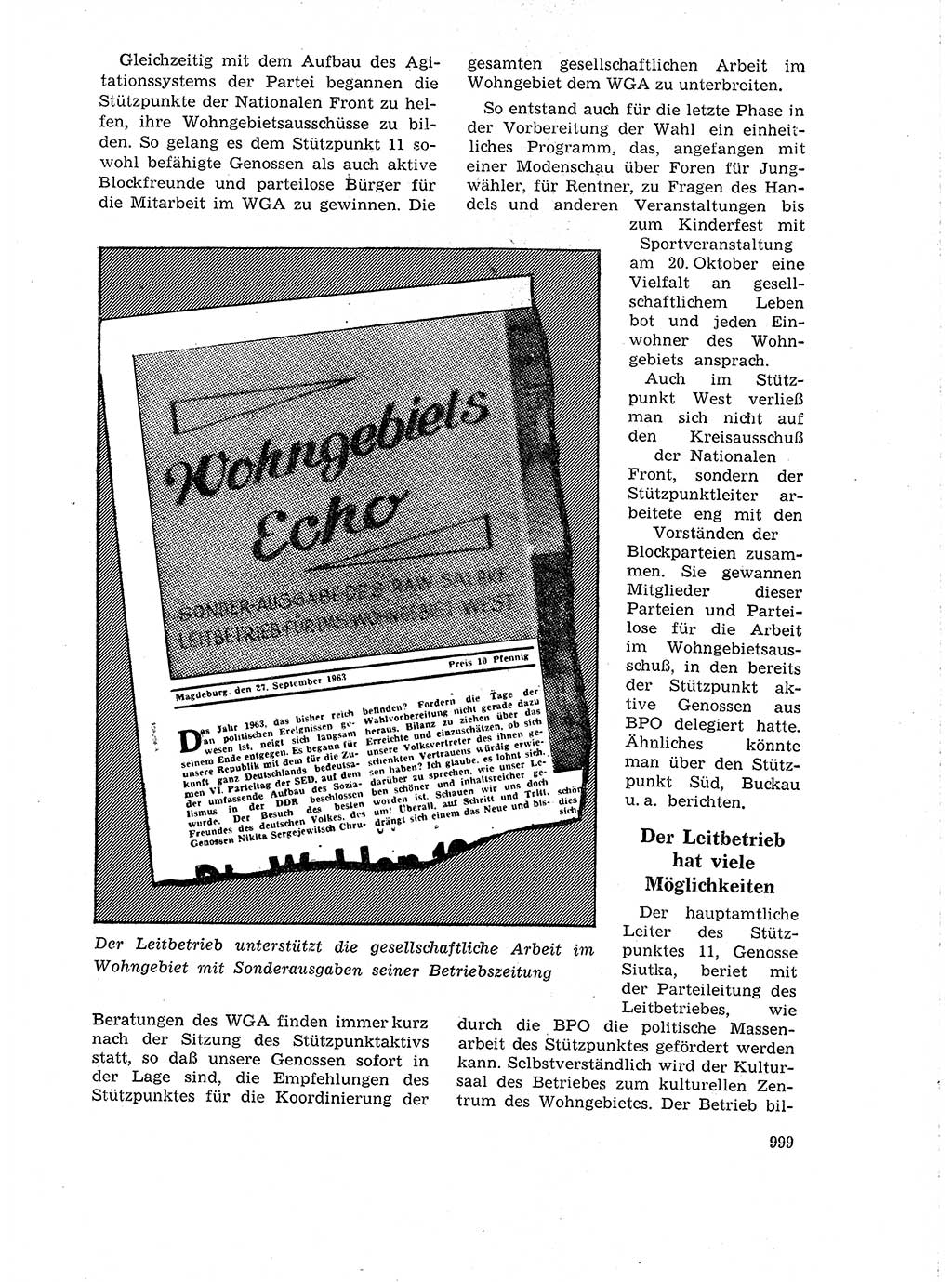 Neuer Weg (NW), Organ des Zentralkomitees (ZK) der SED (Sozialistische Einheitspartei Deutschlands) für Fragen des Parteilebens, 18. Jahrgang [Deutsche Demokratische Republik (DDR)] 1963, Seite 999 (NW ZK SED DDR 1963, S. 999)