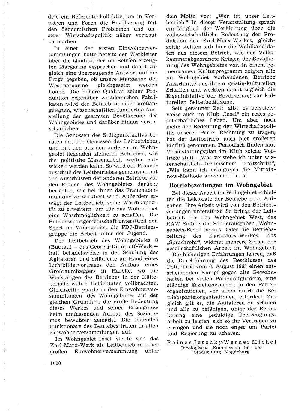 Neuer Weg (NW), Organ des Zentralkomitees (ZK) der SED (Sozialistische Einheitspartei Deutschlands) für Fragen des Parteilebens, 18. Jahrgang [Deutsche Demokratische Republik (DDR)] 1963, Seite 1000 (NW ZK SED DDR 1963, S. 1000)