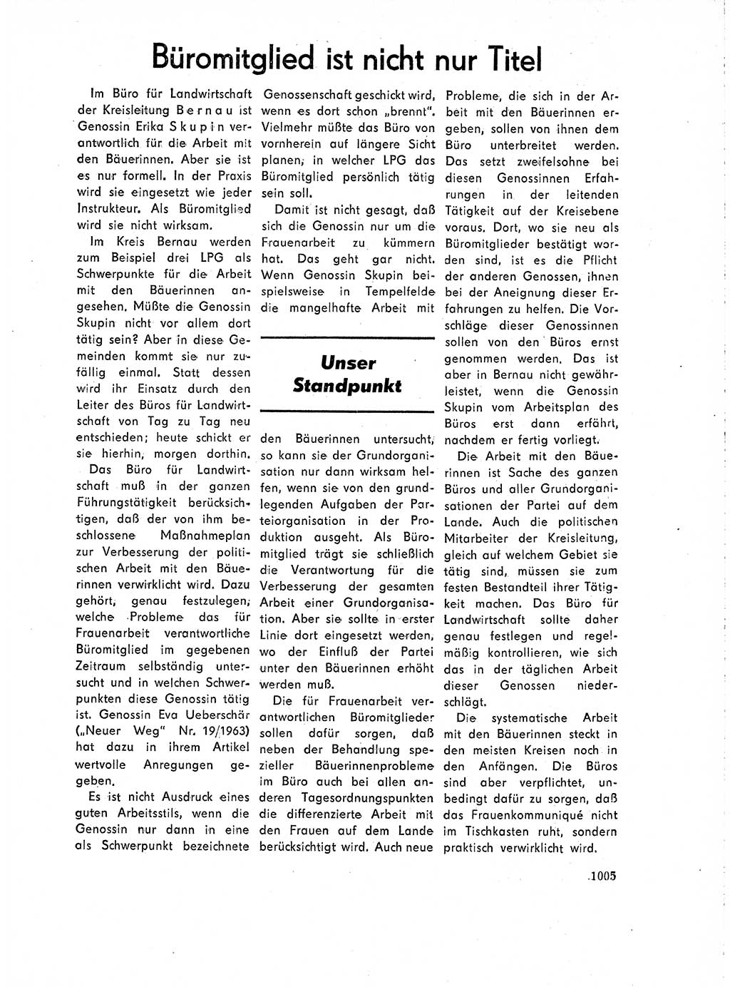 Neuer Weg (NW), Organ des Zentralkomitees (ZK) der SED (Sozialistische Einheitspartei Deutschlands) für Fragen des Parteilebens, 18. Jahrgang [Deutsche Demokratische Republik (DDR)] 1963, Seite 1005 (NW ZK SED DDR 1963, S. 1005)