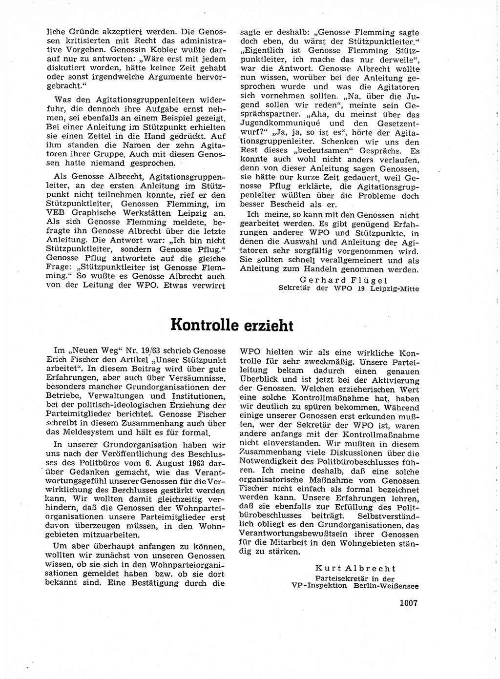 Neuer Weg (NW), Organ des Zentralkomitees (ZK) der SED (Sozialistische Einheitspartei Deutschlands) für Fragen des Parteilebens, 18. Jahrgang [Deutsche Demokratische Republik (DDR)] 1963, Seite 1007 (NW ZK SED DDR 1963, S. 1007)