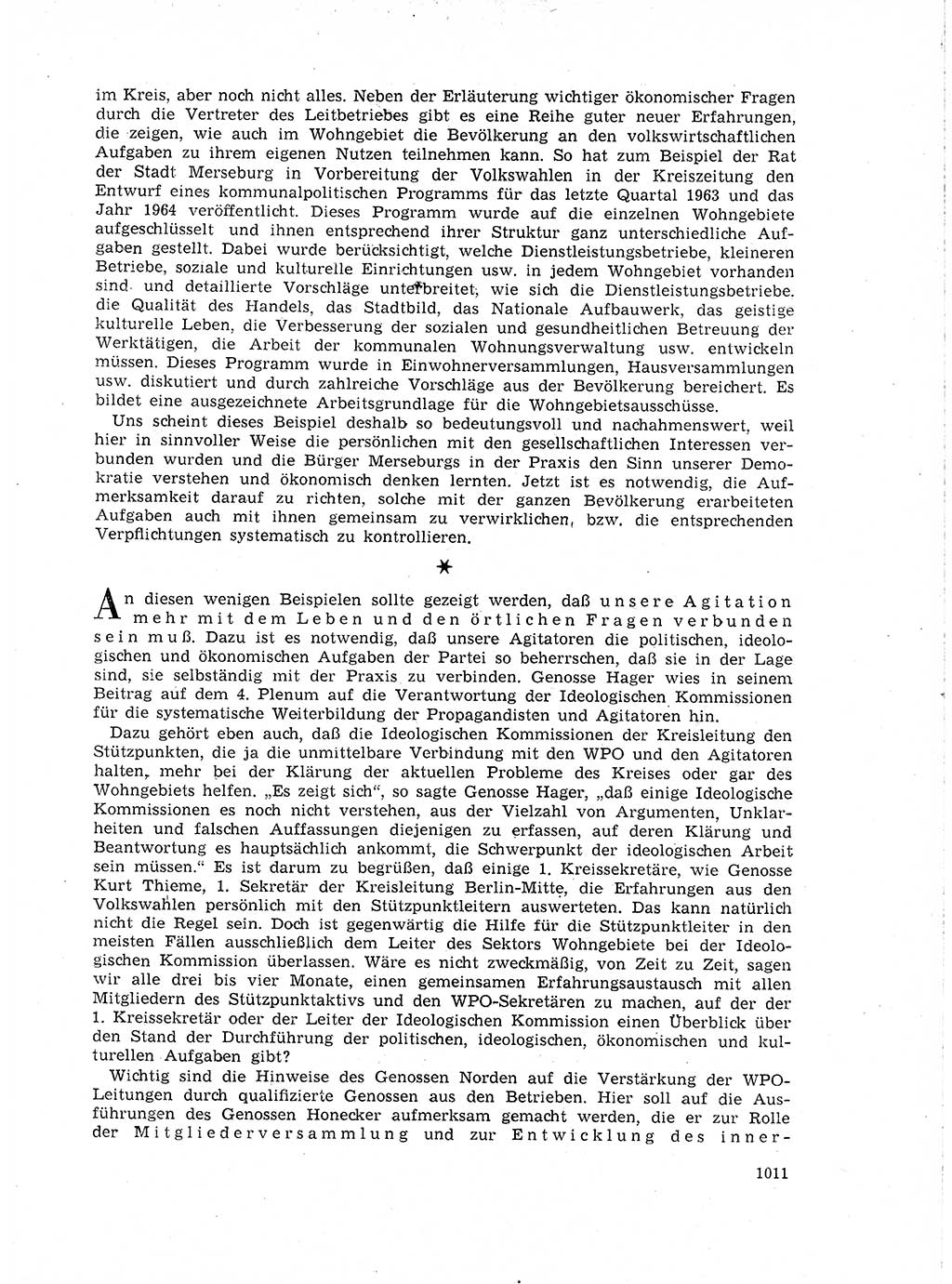 Neuer Weg (NW), Organ des Zentralkomitees (ZK) der SED (Sozialistische Einheitspartei Deutschlands) für Fragen des Parteilebens, 18. Jahrgang [Deutsche Demokratische Republik (DDR)] 1963, Seite 1011 (NW ZK SED DDR 1963, S. 1011)