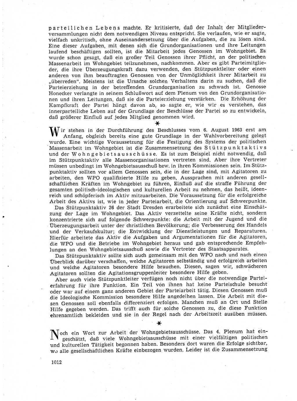 Neuer Weg (NW), Organ des Zentralkomitees (ZK) der SED (Sozialistische Einheitspartei Deutschlands) für Fragen des Parteilebens, 18. Jahrgang [Deutsche Demokratische Republik (DDR)] 1963, Seite 1012 (NW ZK SED DDR 1963, S. 1012)