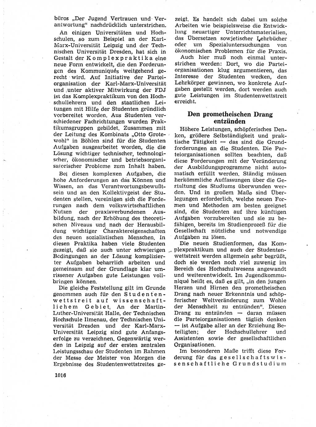 Neuer Weg (NW), Organ des Zentralkomitees (ZK) der SED (Sozialistische Einheitspartei Deutschlands) für Fragen des Parteilebens, 18. Jahrgang [Deutsche Demokratische Republik (DDR)] 1963, Seite 1016 (NW ZK SED DDR 1963, S. 1016)