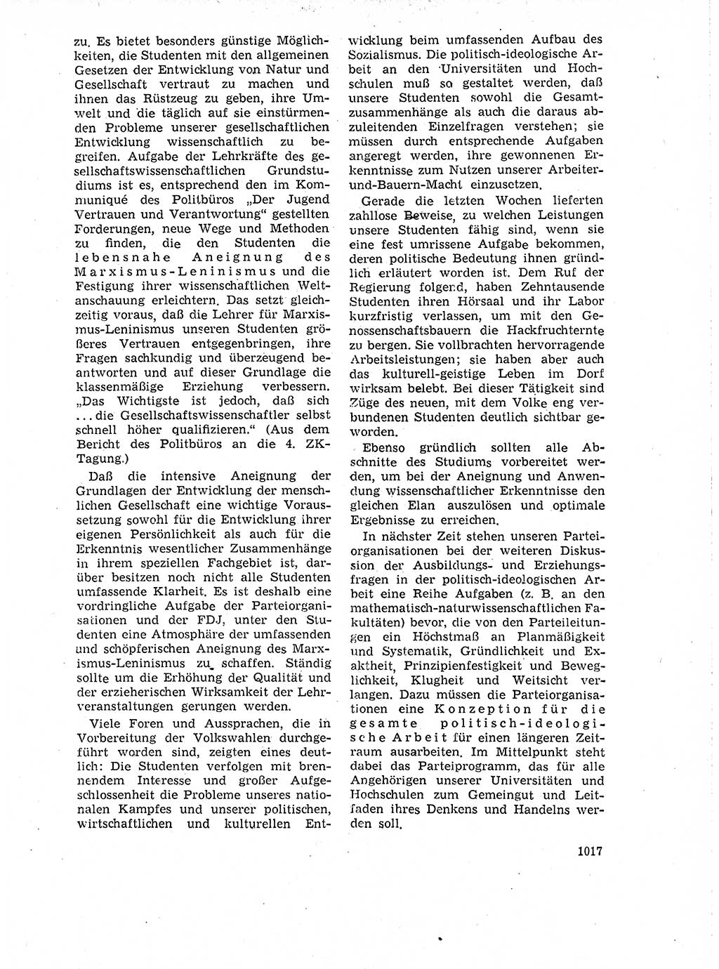 Neuer Weg (NW), Organ des Zentralkomitees (ZK) der SED (Sozialistische Einheitspartei Deutschlands) für Fragen des Parteilebens, 18. Jahrgang [Deutsche Demokratische Republik (DDR)] 1963, Seite 1017 (NW ZK SED DDR 1963, S. 1017)