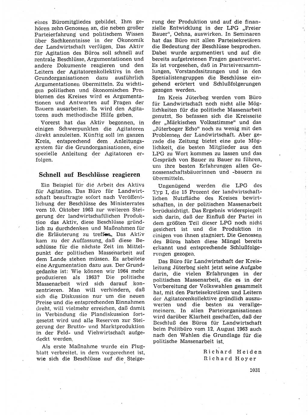 Neuer Weg (NW), Organ des Zentralkomitees (ZK) der SED (Sozialistische Einheitspartei Deutschlands) für Fragen des Parteilebens, 18. Jahrgang [Deutsche Demokratische Republik (DDR)] 1963, Seite 1031 (NW ZK SED DDR 1963, S. 1031)