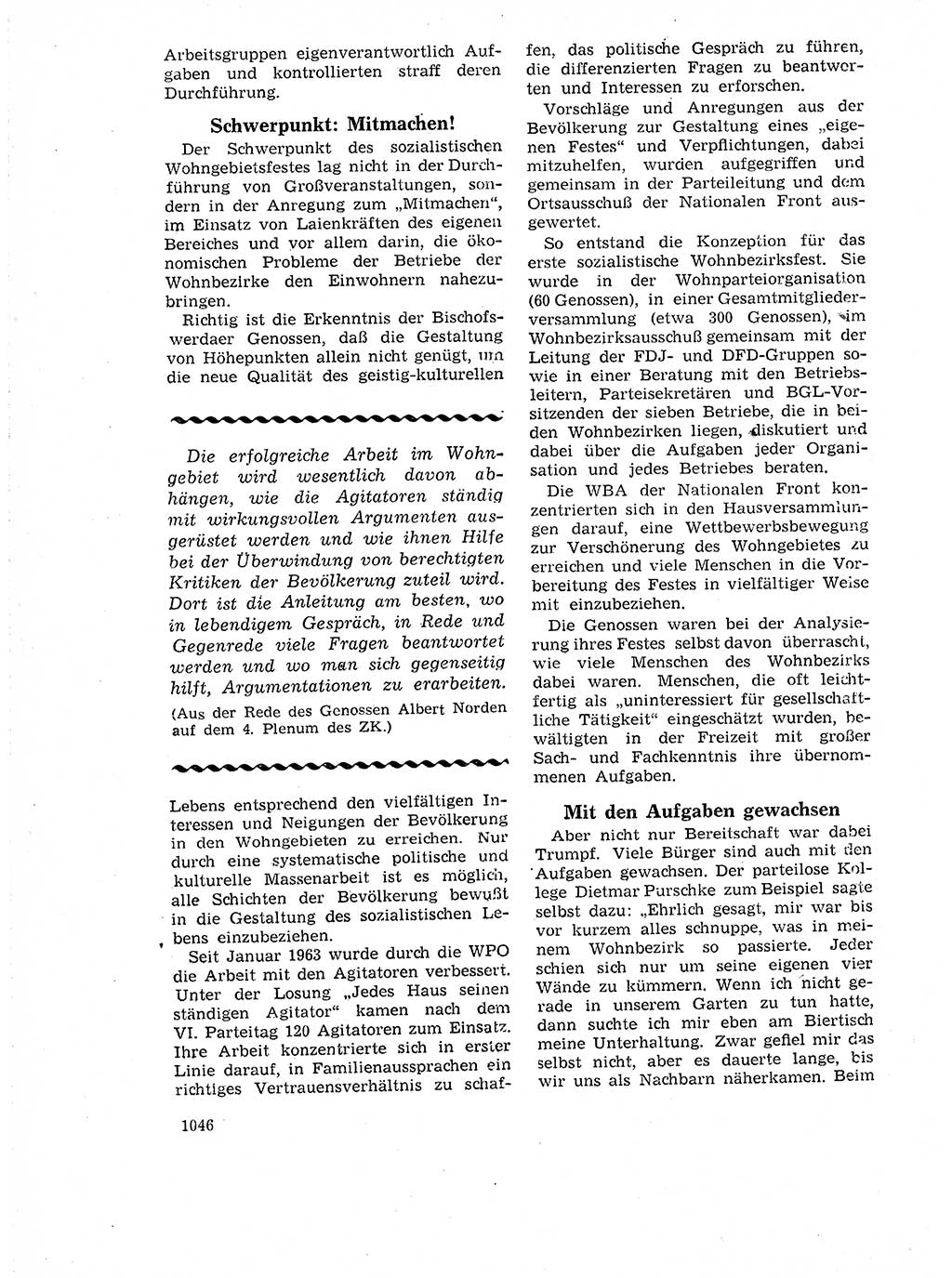 Neuer Weg (NW), Organ des Zentralkomitees (ZK) der SED (Sozialistische Einheitspartei Deutschlands) für Fragen des Parteilebens, 18. Jahrgang [Deutsche Demokratische Republik (DDR)] 1963, Seite 1046 (NW ZK SED DDR 1963, S. 1046)