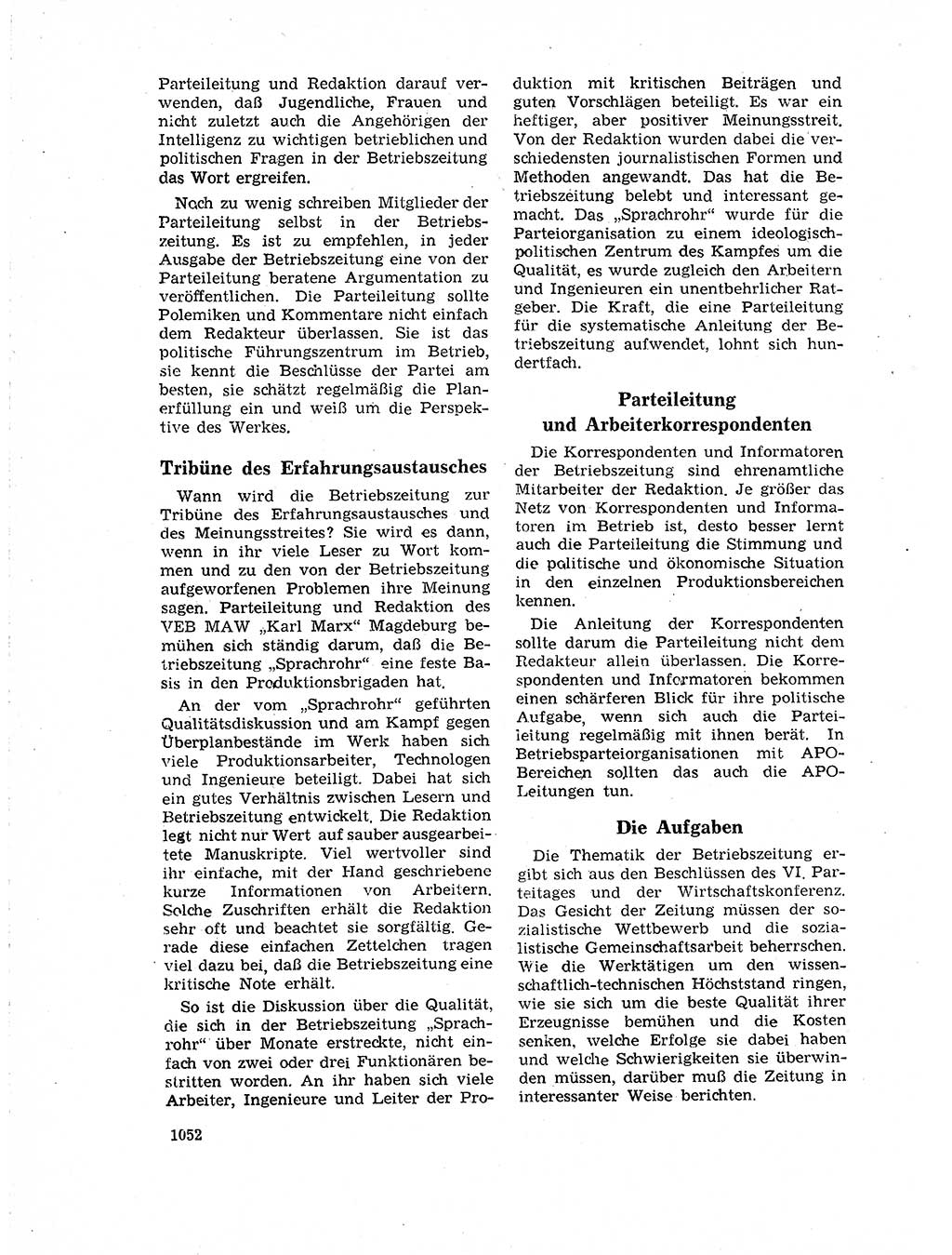 Neuer Weg (NW), Organ des Zentralkomitees (ZK) der SED (Sozialistische Einheitspartei Deutschlands) für Fragen des Parteilebens, 18. Jahrgang [Deutsche Demokratische Republik (DDR)] 1963, Seite 1052 (NW ZK SED DDR 1963, S. 1052)