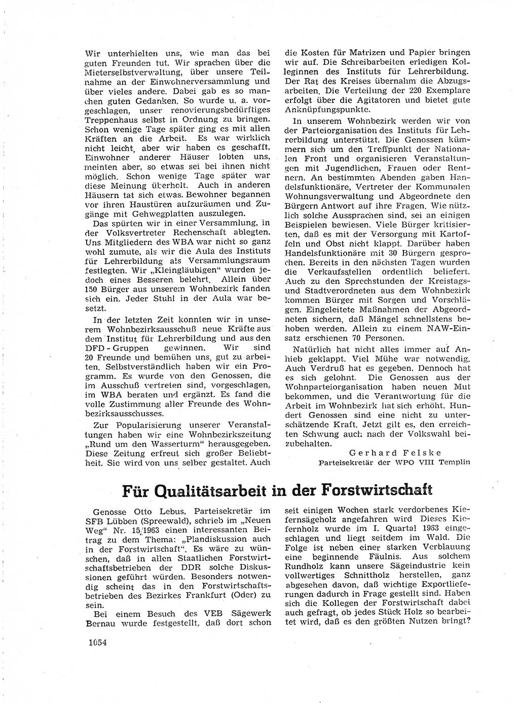 Neuer Weg (NW), Organ des Zentralkomitees (ZK) der SED (Sozialistische Einheitspartei Deutschlands) für Fragen des Parteilebens, 18. Jahrgang [Deutsche Demokratische Republik (DDR)] 1963, Seite 1054 (NW ZK SED DDR 1963, S. 1054)