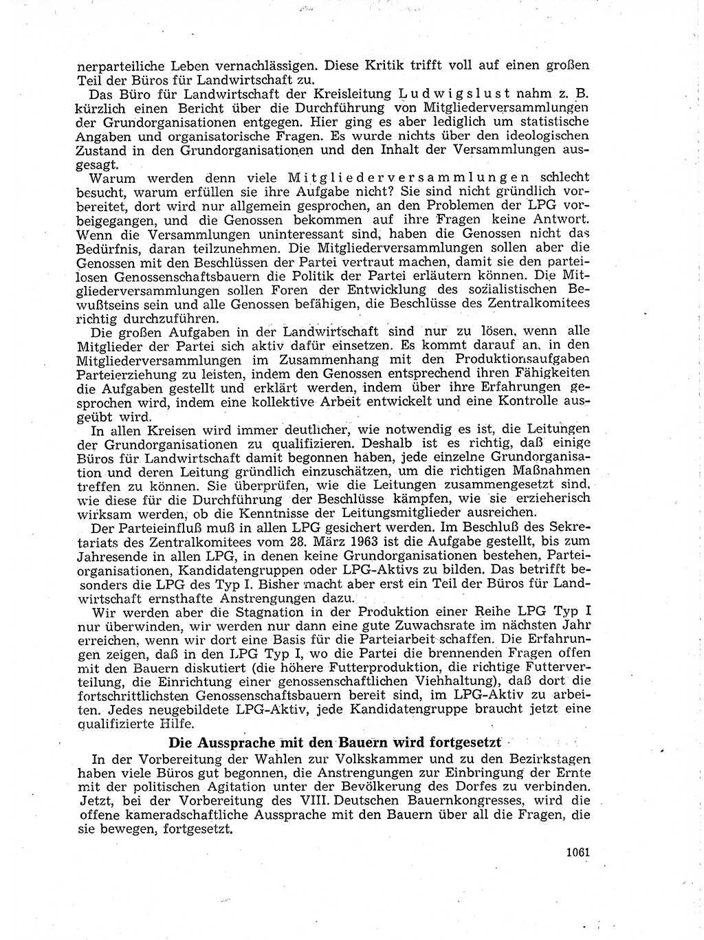 Neuer Weg (NW), Organ des Zentralkomitees (ZK) der SED (Sozialistische Einheitspartei Deutschlands) für Fragen des Parteilebens, 18. Jahrgang [Deutsche Demokratische Republik (DDR)] 1963, Seite 1061 (NW ZK SED DDR 1963, S. 1061)