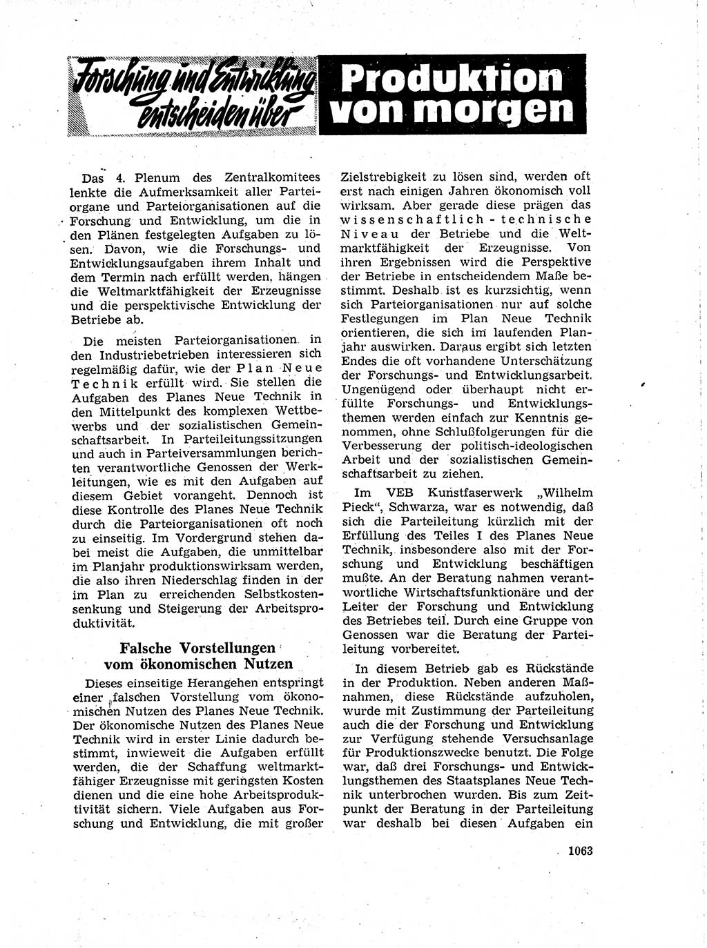 Neuer Weg (NW), Organ des Zentralkomitees (ZK) der SED (Sozialistische Einheitspartei Deutschlands) für Fragen des Parteilebens, 18. Jahrgang [Deutsche Demokratische Republik (DDR)] 1963, Seite 1063 (NW ZK SED DDR 1963, S. 1063)
