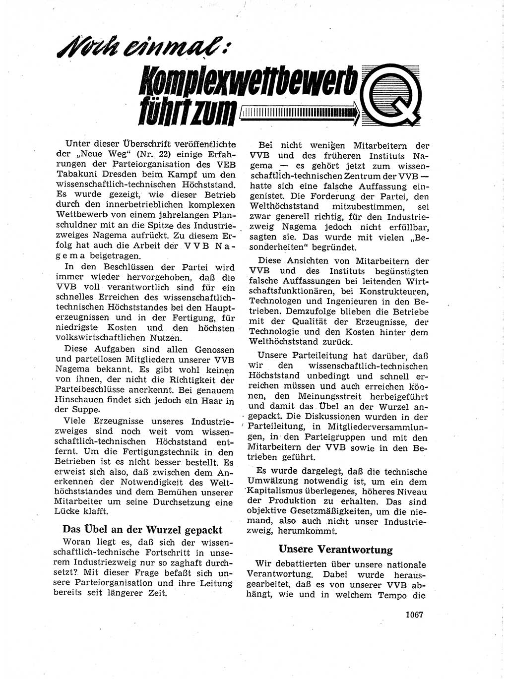 Neuer Weg (NW), Organ des Zentralkomitees (ZK) der SED (Sozialistische Einheitspartei Deutschlands) für Fragen des Parteilebens, 18. Jahrgang [Deutsche Demokratische Republik (DDR)] 1963, Seite 1067 (NW ZK SED DDR 1963, S. 1067)