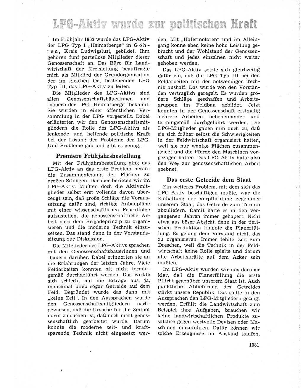 Neuer Weg (NW), Organ des Zentralkomitees (ZK) der SED (Sozialistische Einheitspartei Deutschlands) für Fragen des Parteilebens, 18. Jahrgang [Deutsche Demokratische Republik (DDR)] 1963, Seite 1081 (NW ZK SED DDR 1963, S. 1081)