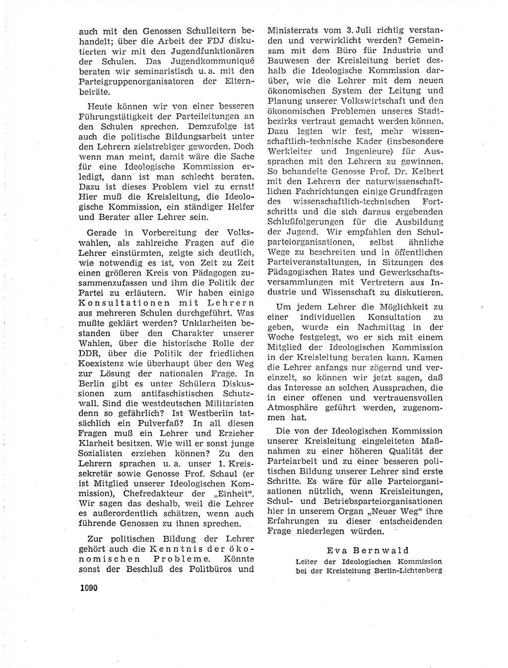Neuer Weg (NW), Organ des Zentralkomitees (ZK) der SED (Sozialistische Einheitspartei Deutschlands) für Fragen des Parteilebens, 18. Jahrgang [Deutsche Demokratische Republik (DDR)] 1963, Seite 1090 (NW ZK SED DDR 1963, S. 1090)