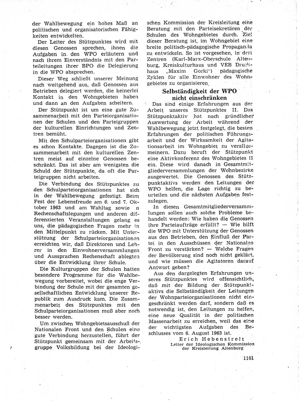 Neuer Weg (NW), Organ des Zentralkomitees (ZK) der SED (Sozialistische Einheitspartei Deutschlands) für Fragen des Parteilebens, 18. Jahrgang [Deutsche Demokratische Republik (DDR)] 1963, Seite 1101 (NW ZK SED DDR 1963, S. 1101)