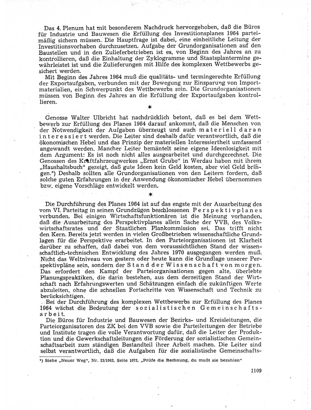 Neuer Weg (NW), Organ des Zentralkomitees (ZK) der SED (Sozialistische Einheitspartei Deutschlands) für Fragen des Parteilebens, 18. Jahrgang [Deutsche Demokratische Republik (DDR)] 1963, Seite 1109 (NW ZK SED DDR 1963, S. 1109)