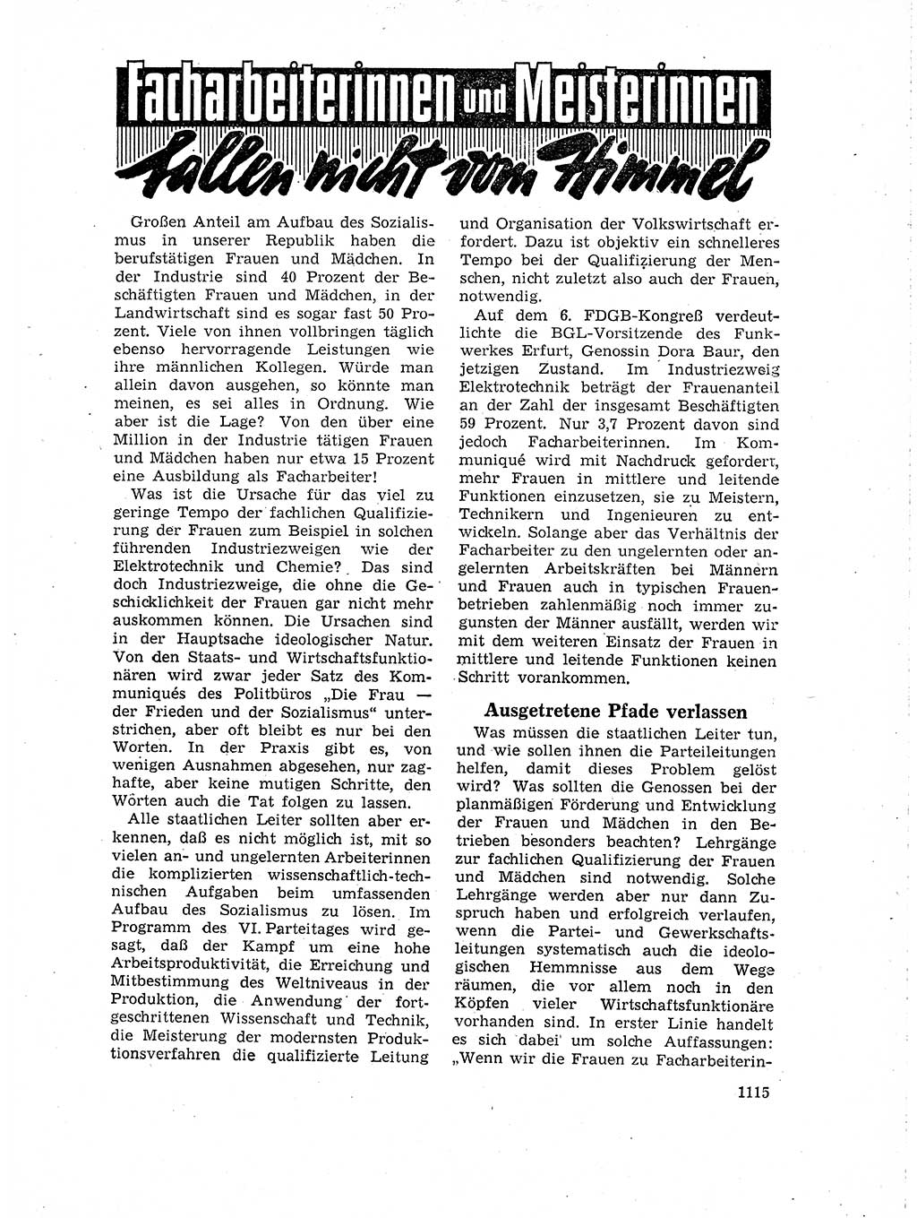 Neuer Weg (NW), Organ des Zentralkomitees (ZK) der SED (Sozialistische Einheitspartei Deutschlands) für Fragen des Parteilebens, 18. Jahrgang [Deutsche Demokratische Republik (DDR)] 1963, Seite 1115 (NW ZK SED DDR 1963, S. 1115)