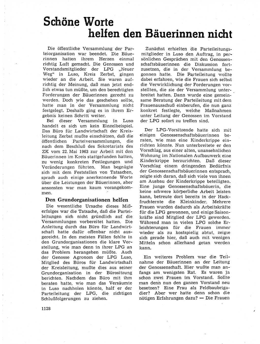 Neuer Weg (NW), Organ des Zentralkomitees (ZK) der SED (Sozialistische Einheitspartei Deutschlands) für Fragen des Parteilebens, 18. Jahrgang [Deutsche Demokratische Republik (DDR)] 1963, Seite 1128 (NW ZK SED DDR 1963, S. 1128)